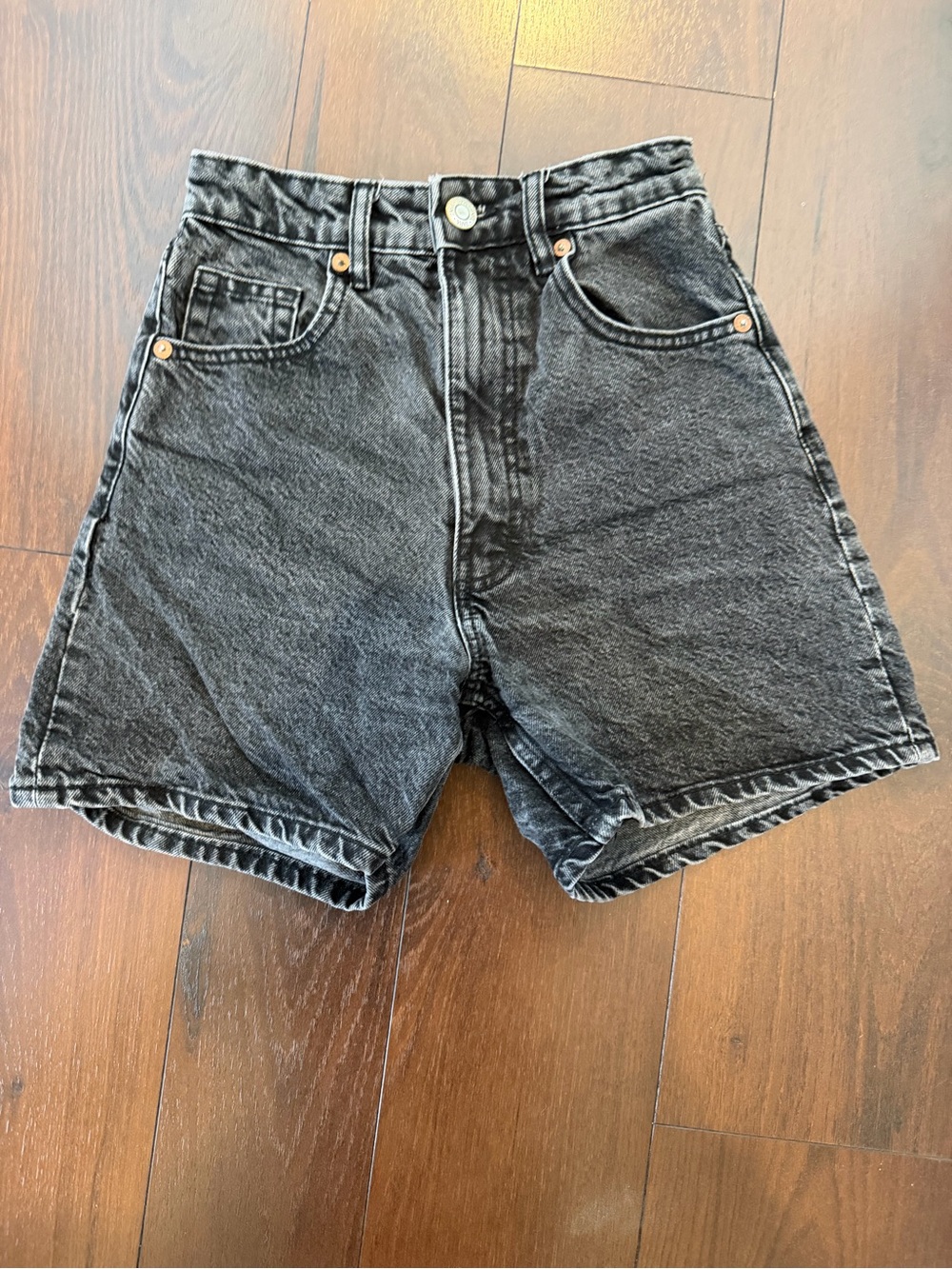 Zara 0 high rise black denim shorts Jean women bottoms